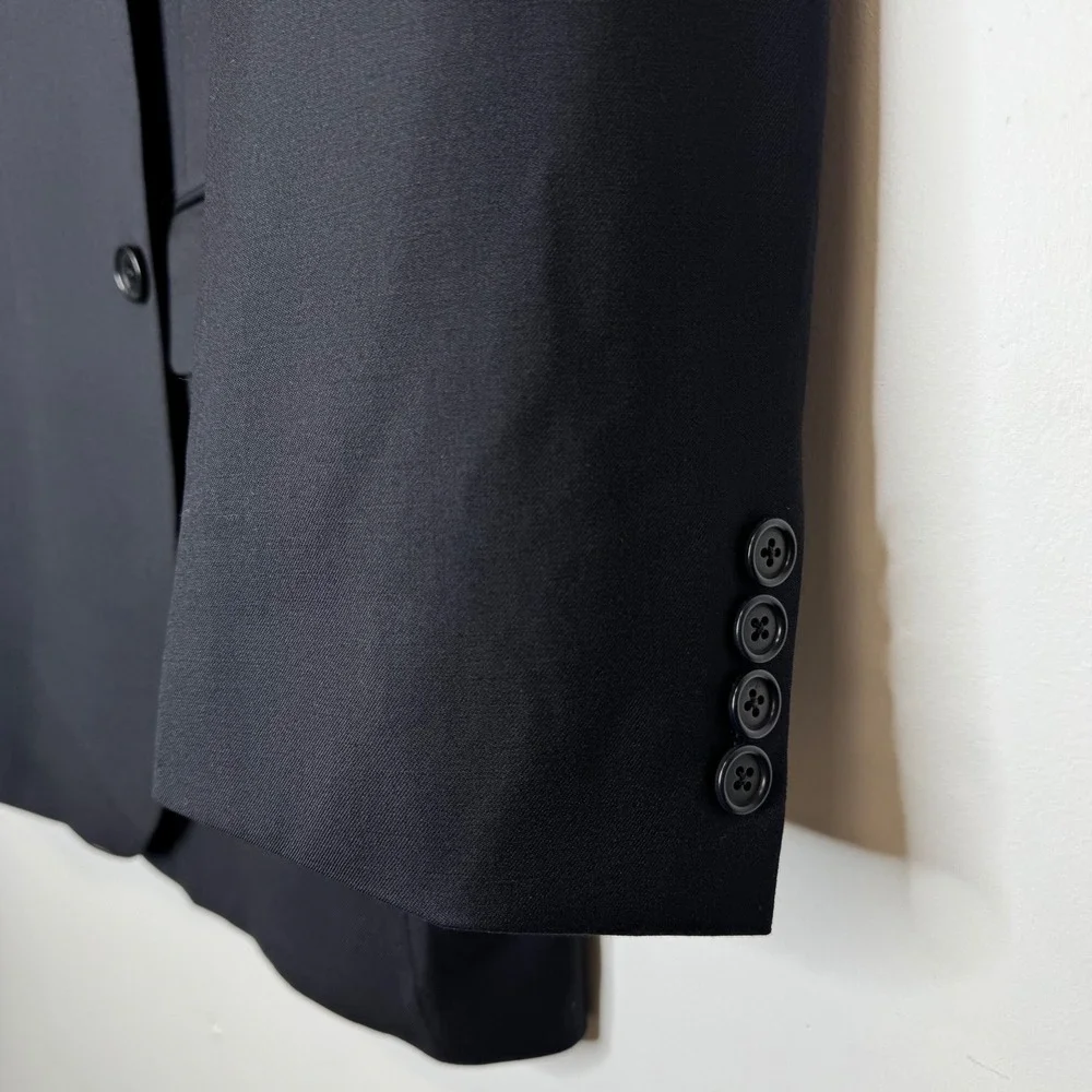 Brooks Brothers Mens 43 LG Black Super 110s Worsted Wool Blazer Sport Coat USA